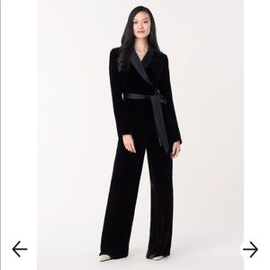 NWT Diana Von Furstenberg Monica Velvet Jumpsuit Black Size 6